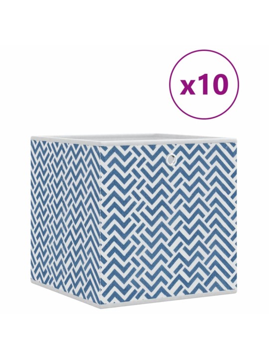 Skládací úložné boxy 10 ks modré 32x32x32 cm netkaná textilie
