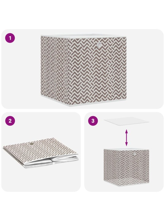 Skládací úložné boxy 4 ks hnědé 32x32x32 cm netkaná textilie