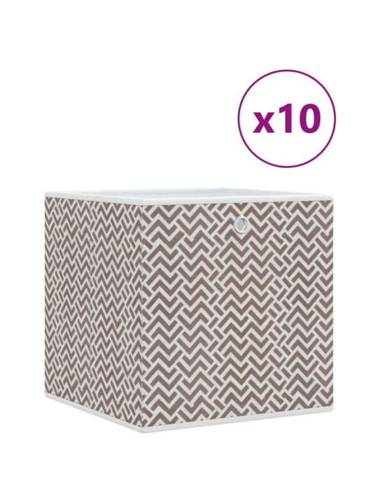 Skládací úložné boxy 10 ks hnědé 32x32x32 cm netkaná textilie