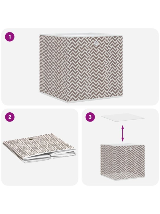 Skládací úložné boxy 10 ks hnědé 32x32x32 cm netkaná textilie