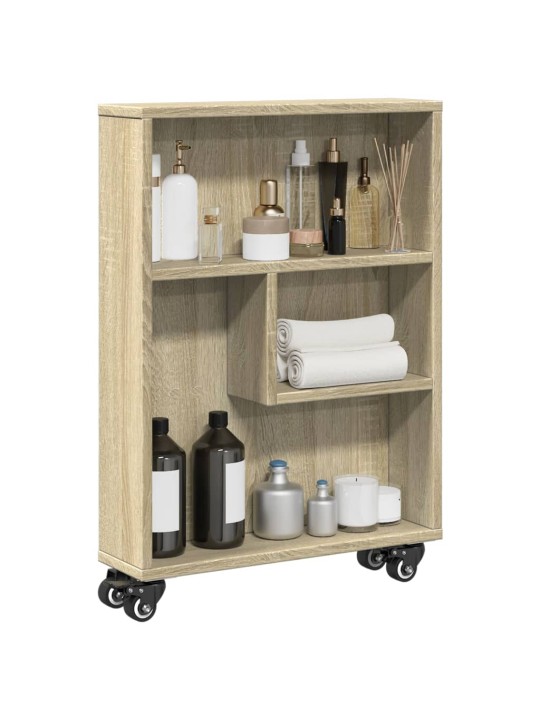 Úzký úložný vozík dub sonoma 48 x 13 x 68 cm kompozitní dřevo