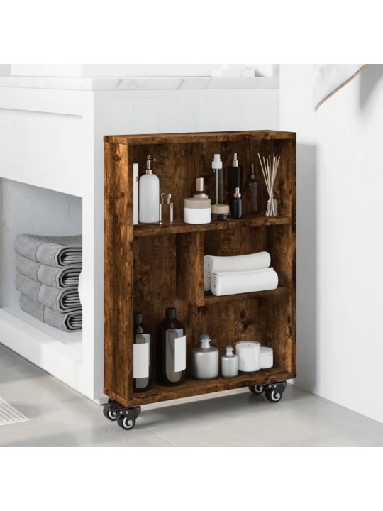Úzký úložný vozík kouřový dub 48 x 13 x 68 cm kompozitní dřevo