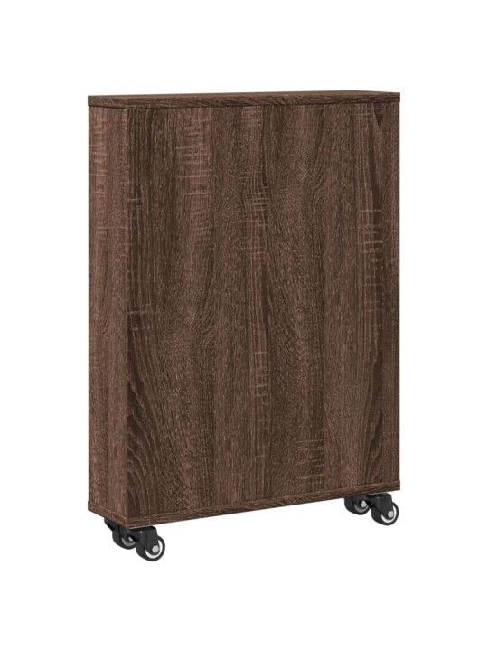 Úzký úložný vozík hnědý dub 48 x 13 x 68 cm kompozitní dřevo