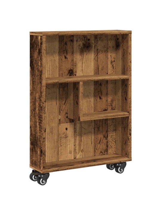 Úzký úložný vozík old wood 48 x 13 x 68 cm kompozitní dřevo