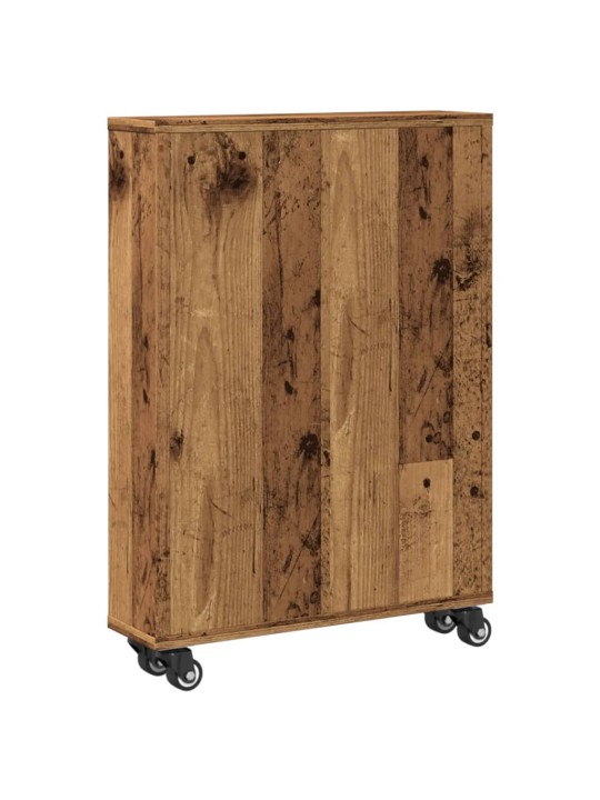 Úzký úložný vozík old wood 48 x 13 x 68 cm kompozitní dřevo