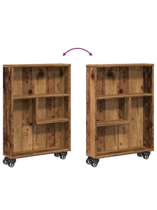 Úzký úložný vozík old wood 48 x 13 x 68 cm kompozitní dřevo