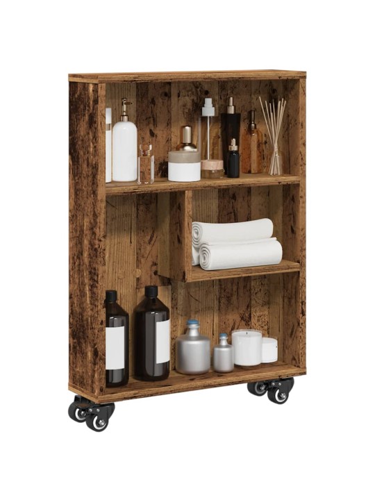 Úzký úložný vozík old wood 48 x 13 x 68 cm kompozitní dřevo