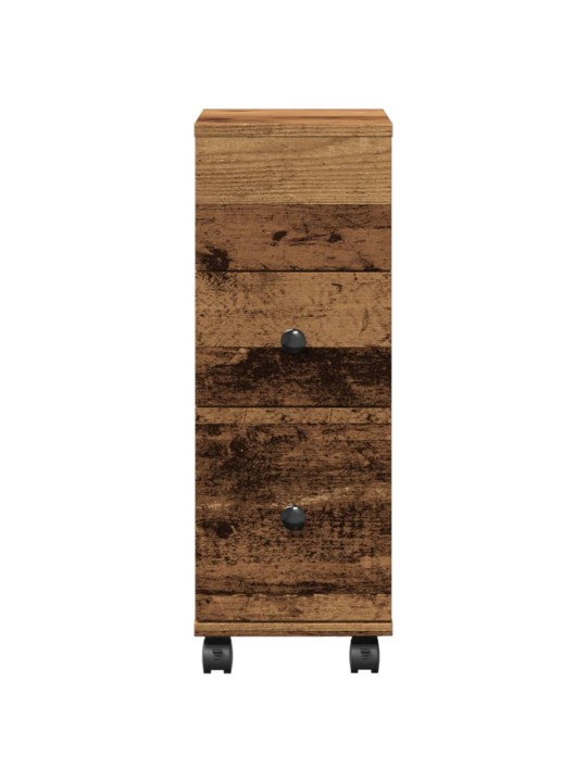 Úzká koupelnová skříňka na kolečkách old wood kompozitní dřevo