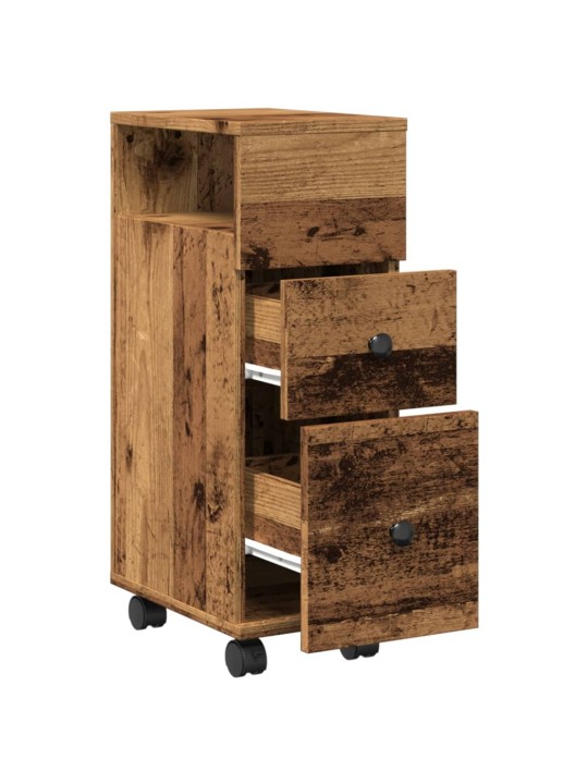 Úzká koupelnová skříňka na kolečkách old wood kompozitní dřevo