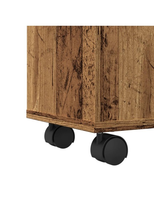 Úzká koupelnová skříňka na kolečkách old wood kompozitní dřevo
