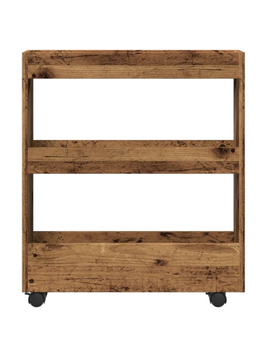 Úzký úložný vozík 3patrový old wood kompozitní dřevo