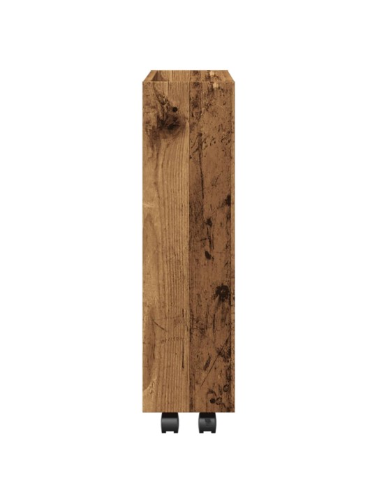 Úzký úložný vozík 3patrový old wood kompozitní dřevo
