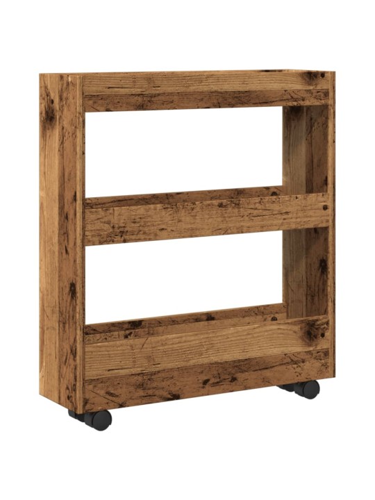 Úzký úložný vozík 3patrový old wood kompozitní dřevo