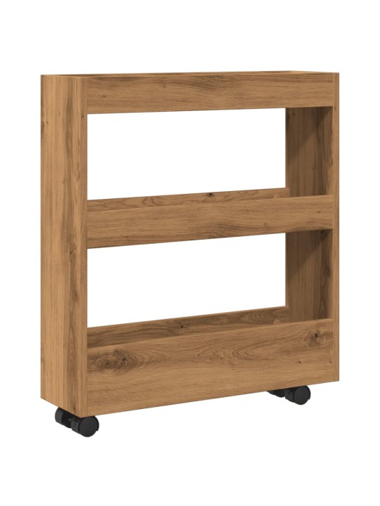 Úzký úložný vozík 3patrový dub artisan kompozitní dřevo