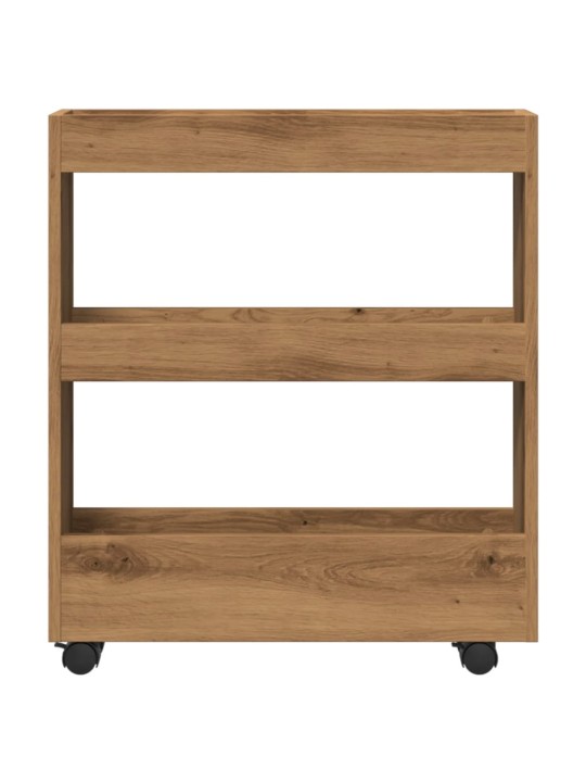 Úzký úložný vozík 3patrový dub artisan kompozitní dřevo