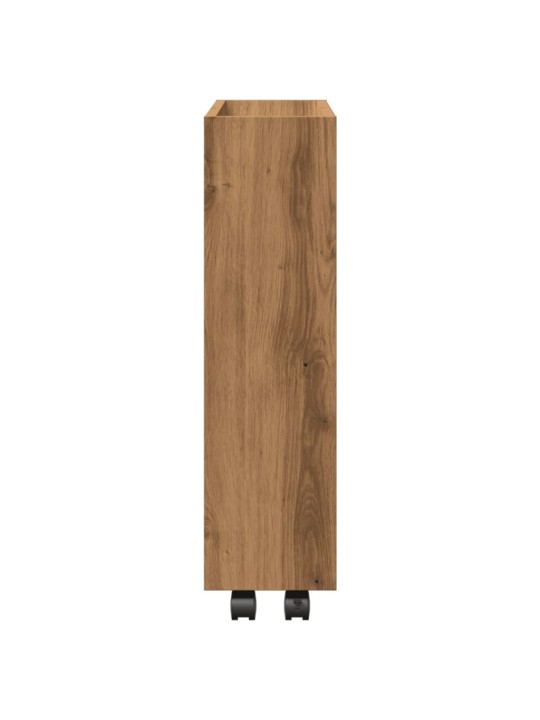 Úzký úložný vozík 3patrový dub artisan kompozitní dřevo