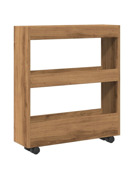 Úzký úložný vozík 3patrový dub artisan kompozitní dřevo