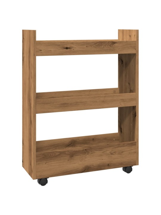 Úzký úložný vozík 3patrový dub artisan kompozitní dřevo