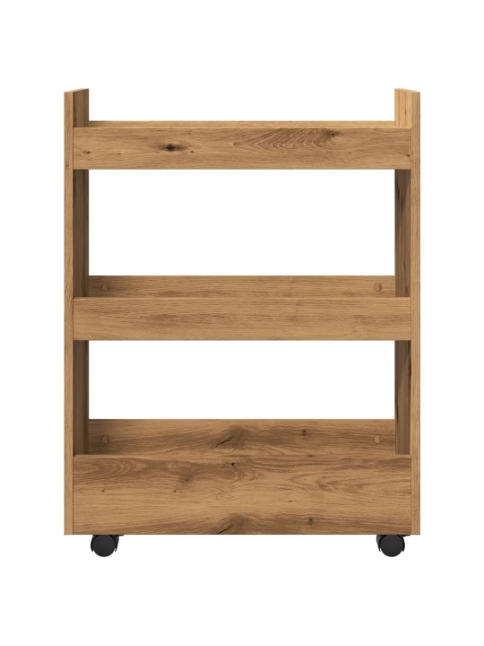 Úzký úložný vozík 3patrový dub artisan kompozitní dřevo