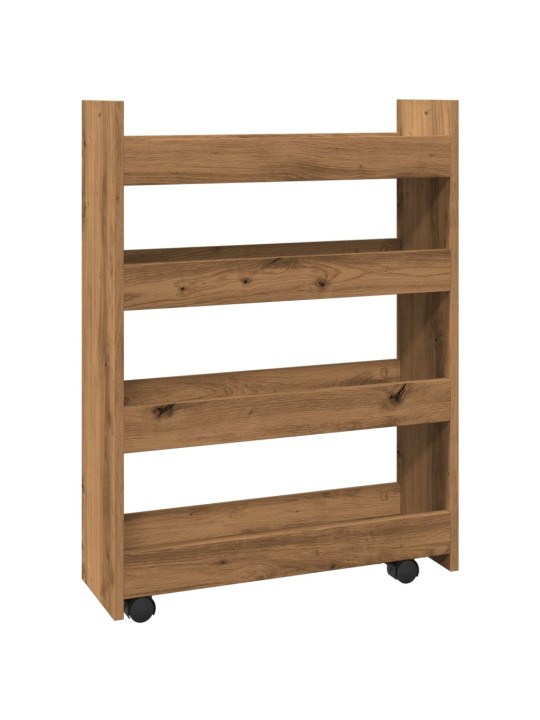 Úzký úložný vozík 4patrový dub artisan kompozitní dřevo