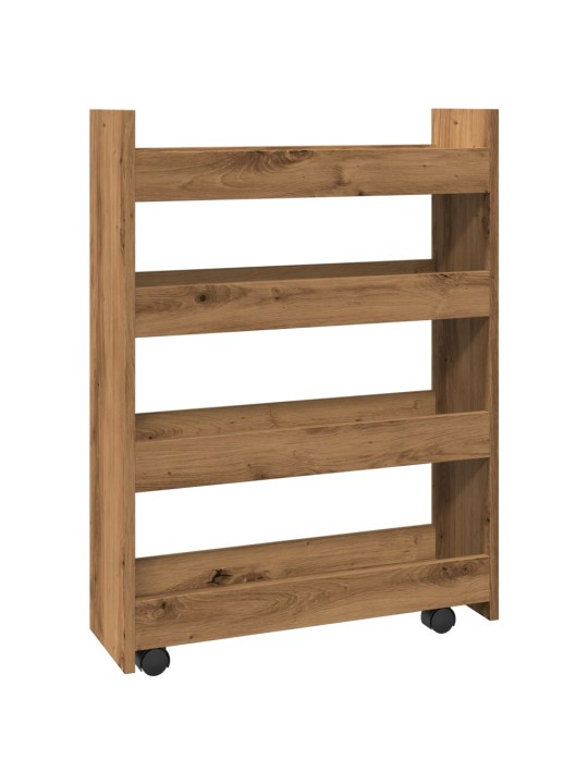 Úzký úložný vozík 4patrový dub artisan kompozitní dřevo