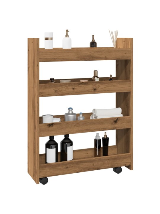 Úzký úložný vozík 4patrový dub artisan kompozitní dřevo