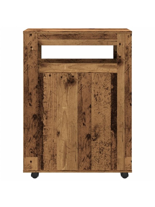 Úzká koupelnová skříňka na kolečkách old wood kompozitní dřevo