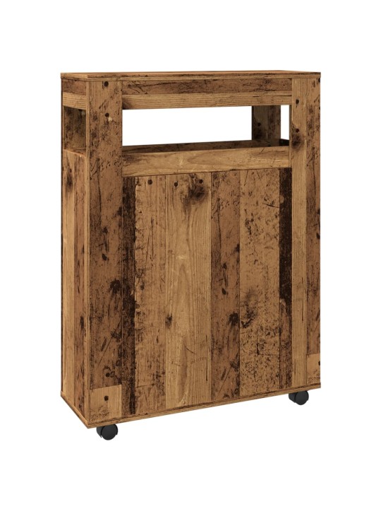 Úzká koupelnová skříňka na kolečkách old wood kompozitní dřevo