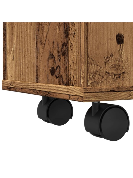 Úzká koupelnová skříňka na kolečkách old wood kompozitní dřevo