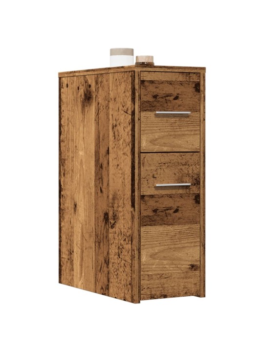 Úzká koupelnová skříňka na kolečkách old wood kompozitní dřevo