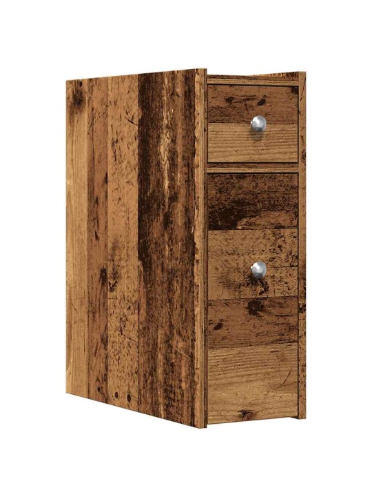 Úzká koupelnová skříňka na kolečkách old wood kompozitní dřevo