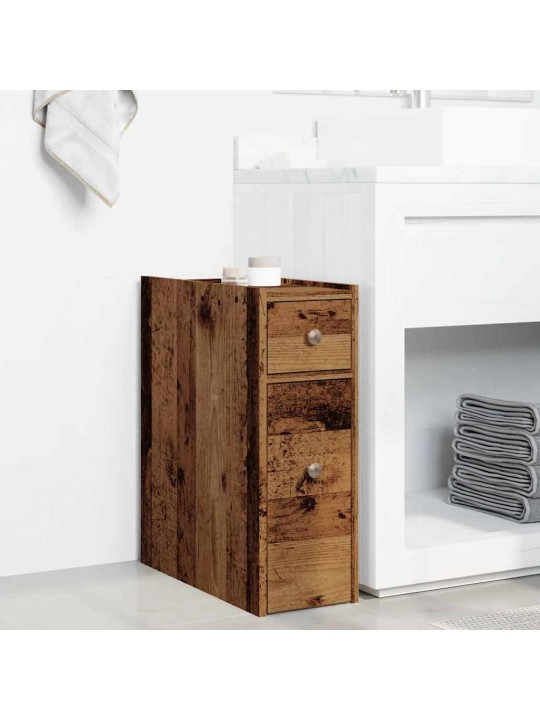 Úzká koupelnová skříňka na kolečkách old wood kompozitní dřevo