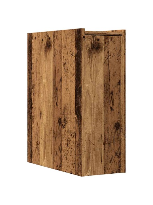 Úzká koupelnová skříňka na kolečkách old wood kompozitní dřevo