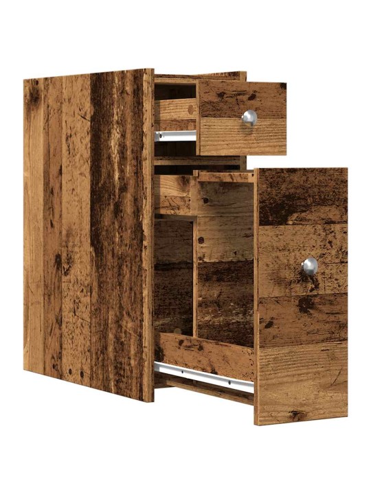 Úzká koupelnová skříňka na kolečkách old wood kompozitní dřevo