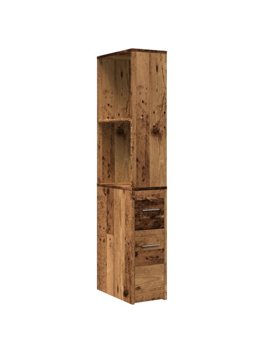 Úzká koupelnová skříňka na kolečkách old wood kompozitní dřevo