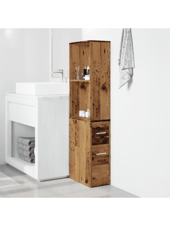 Úzká koupelnová skříňka na kolečkách old wood kompozitní dřevo