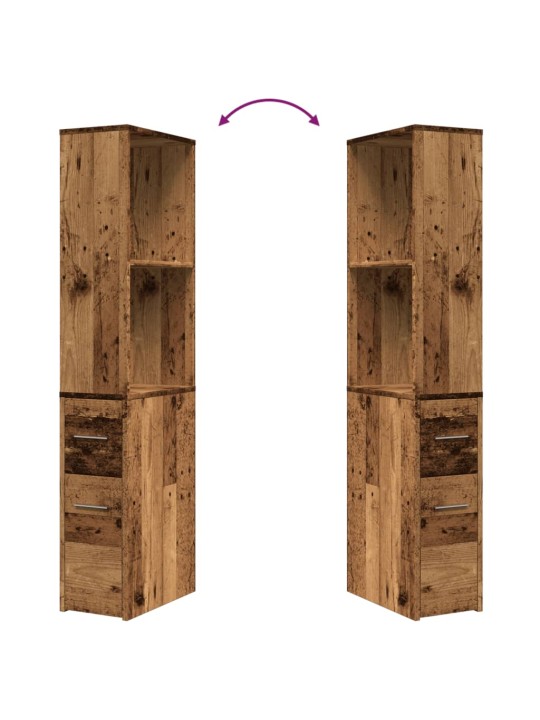 Úzká koupelnová skříňka na kolečkách old wood kompozitní dřevo