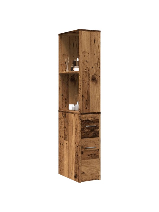 Úzká koupelnová skříňka na kolečkách old wood kompozitní dřevo