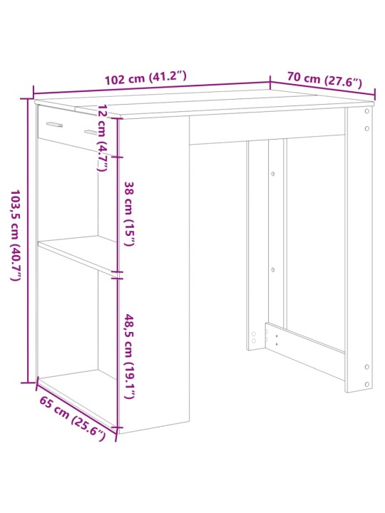 Barový stůl betonově šedý 102 x 70 x 103,5 cm kompozitní dřevo