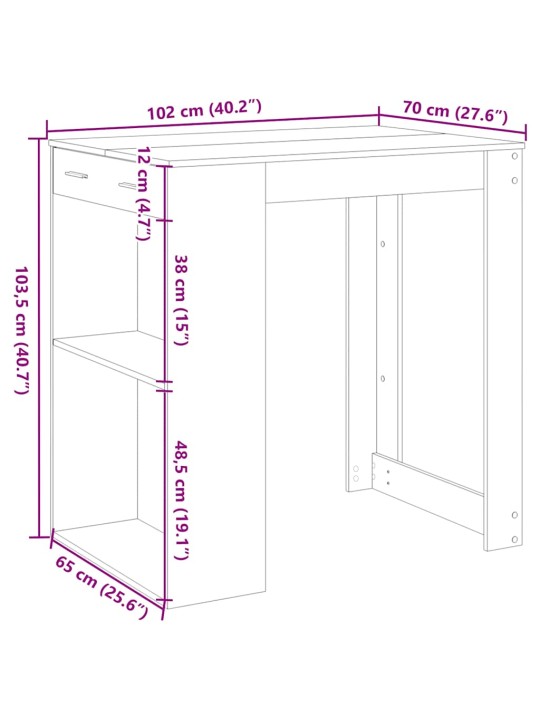 Barový stůl hnědý dub 102 x 70 x 103,5 cm kompozitní dřevo