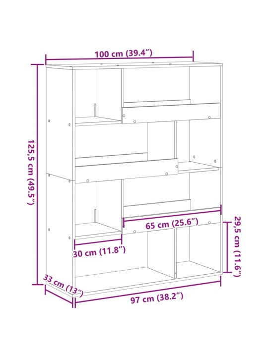 Knihovna old wood 100 x 33 x 125,5 cm kompozitní dřevo
