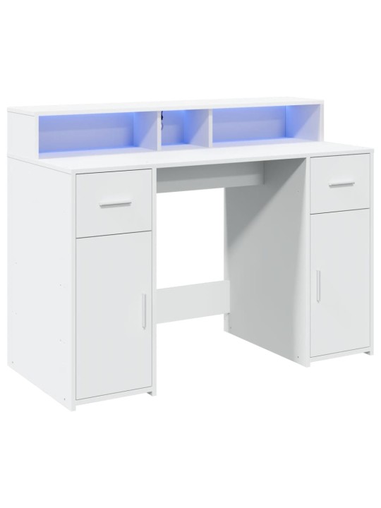 Psací stůl s LED světly bílý 120 x 55 x 91 cm kompozitní dřevo