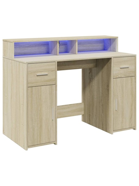 Psací stůl s LED dub sonoma 120 x 55 x 91 cm kompozitní dřevo