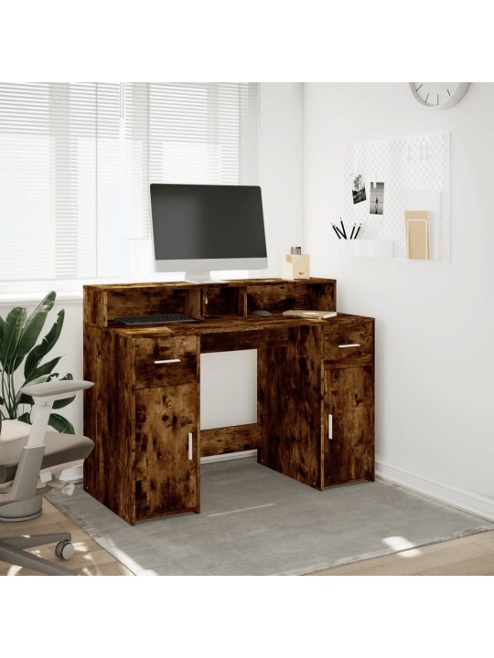 Psací stůl s led kouřový dub 120 x 55 x 91 cm kompozitní dřevo