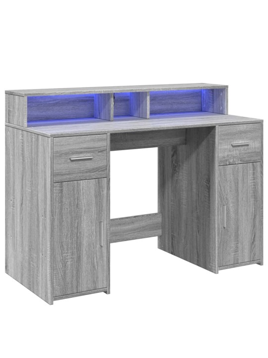 Psací stůl s led šedý sonoma 120 x 55 x 91 cm kompozitní dřevo