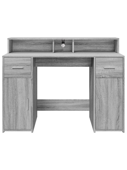 Psací stůl s led šedý sonoma 120 x 55 x 91 cm kompozitní dřevo