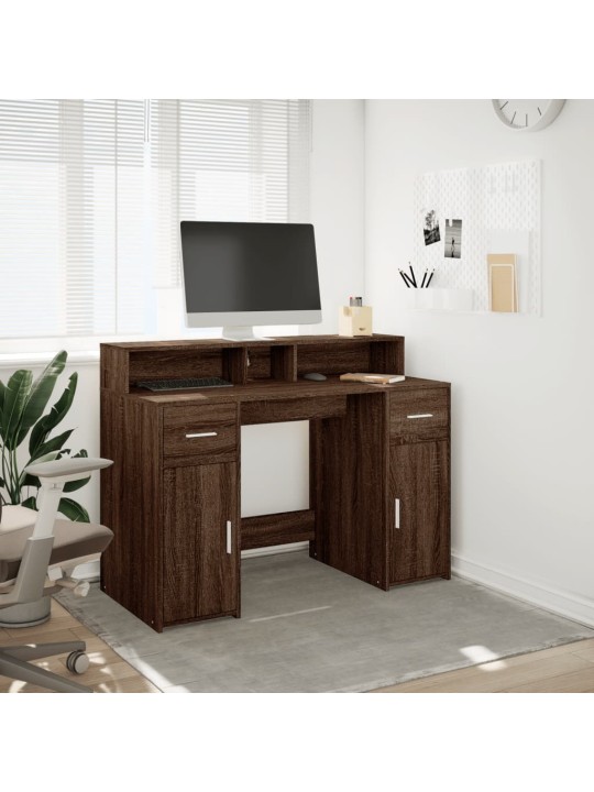 Psací stůl s led světly hnědý dub 120x55x91 cm kompozitní dřevo