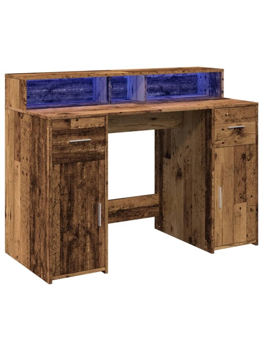 Psací stůl s led světly old wood 120x55x91 cm kompozitní dřevo