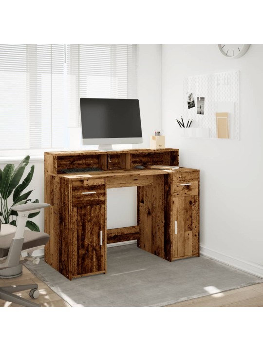 Psací stůl s led světly old wood 120x55x91 cm kompozitní dřevo