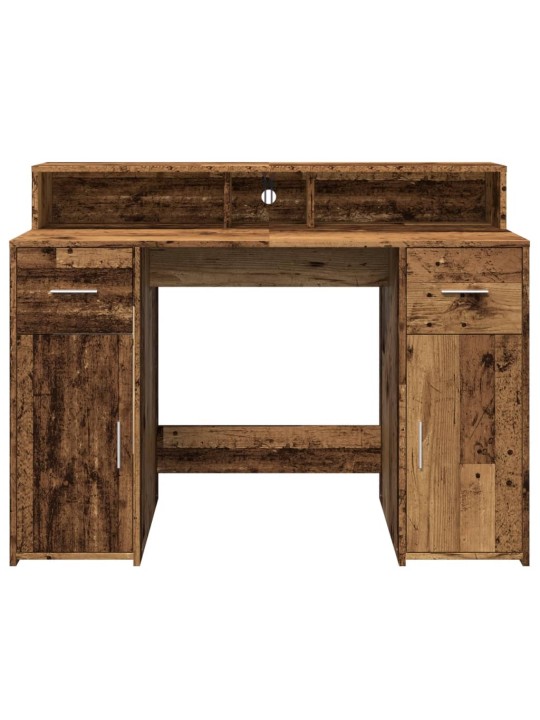 Psací stůl s led světly old wood 120x55x91 cm kompozitní dřevo